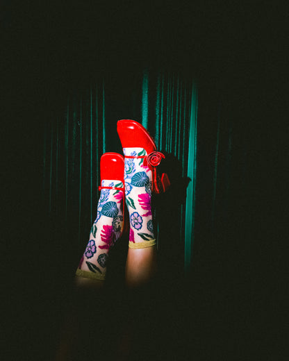 Festive Floral Sheer Crew Sock