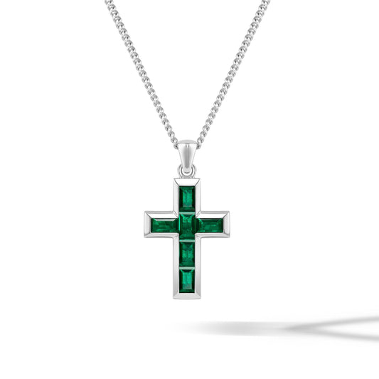 Gemstone Cross Pendant - Emerald