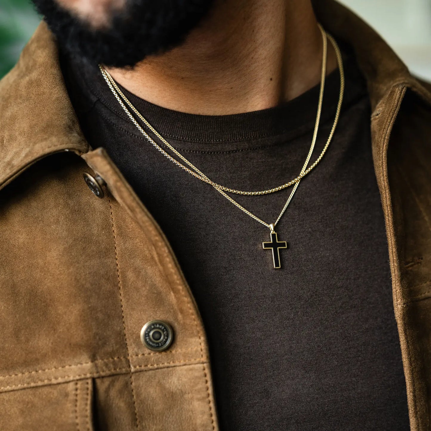 Stone Cross Pendant - Gold Set