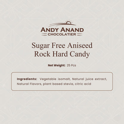 Andy Anand Sugar-Free Aniseed Rock Hard Candy, 25 pc – European Copper-Kettle Boiled, Keto & Diabetic-Friendly Gourmet Snack Gift Box