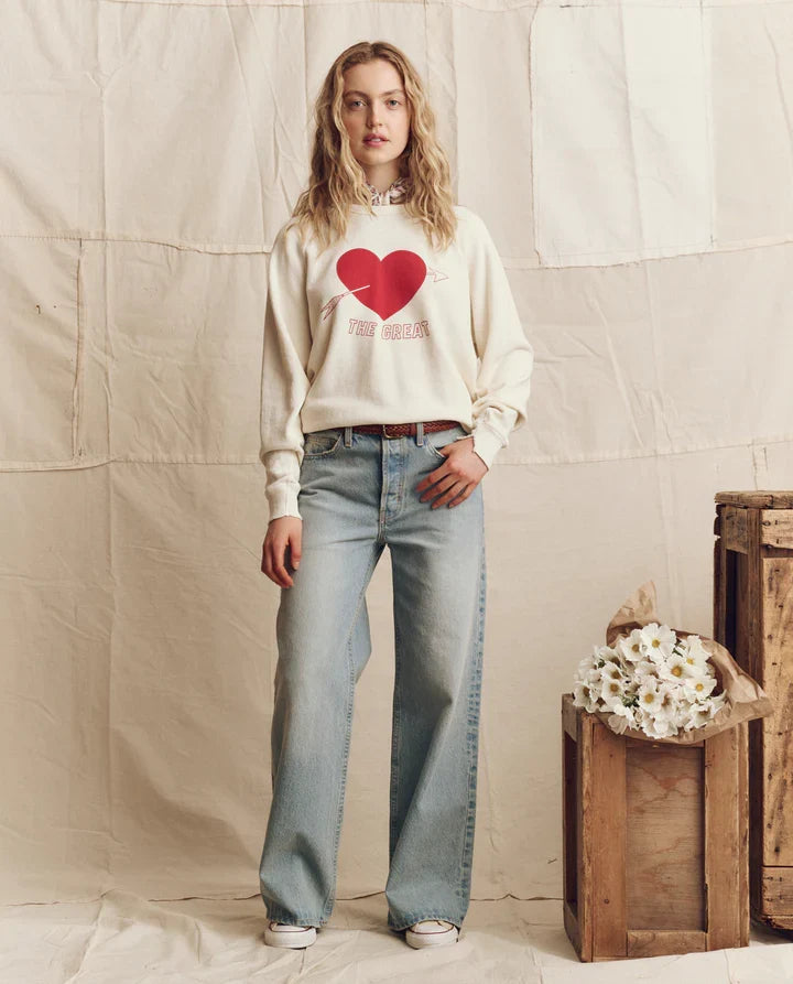 The Great. College Sweatshirt w/ Heart Graphic