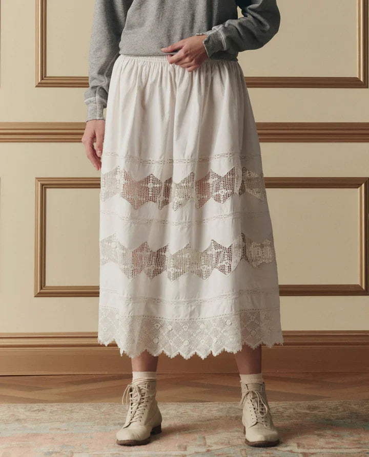 The Great. The Rosette Crochet Canary Skirt