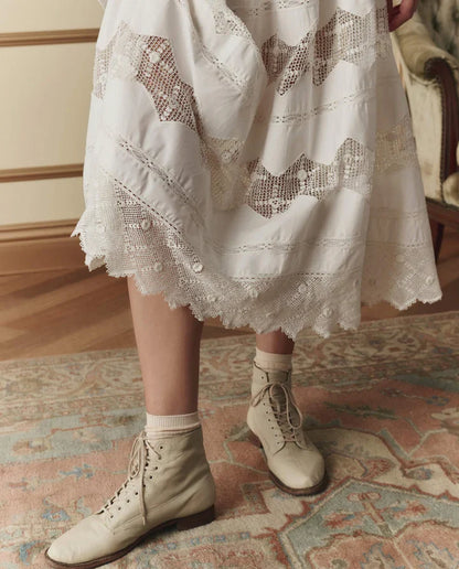The Great. The Rosette Crochet Canary Skirt