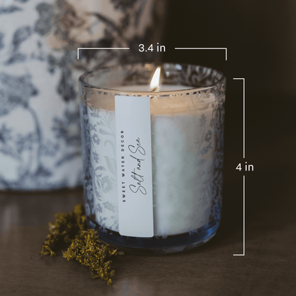 Stress Relief Soy Candle - Blue Tinted Glass Jar - 12 oz