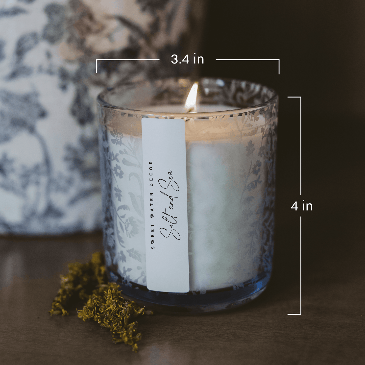 Salt and Sea Soy Candle - Blue Tinted Glass Jar - 12 oz
