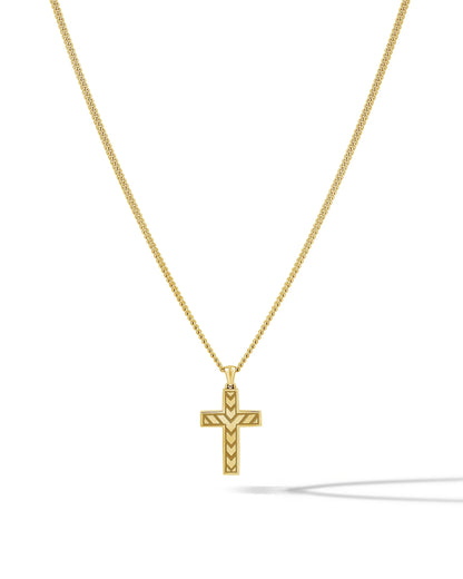 Stone Cross (Large) - 14K Gold Onyx