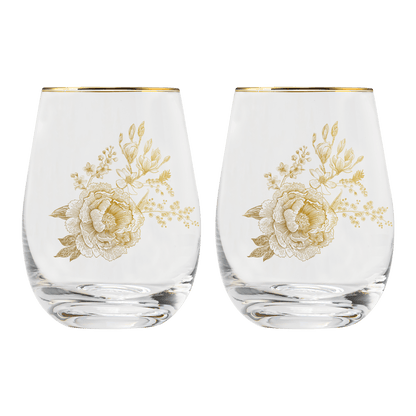 Delft Stemless Wine Glass - Boxed Set of 2