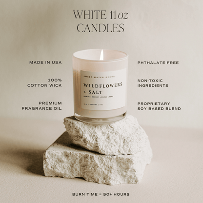White Tea and Jasmine Soy Candle - White Jar - 11 oz