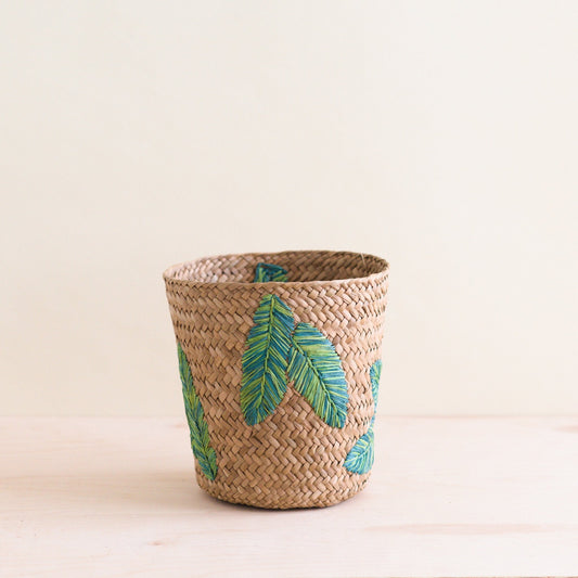 Banana Leaf Embroidery Soft Woven Basket - Plant Baskets | LIKHÂ