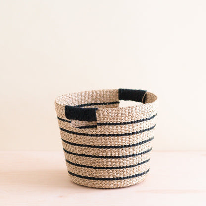 Black + Natural Striped Tapered Basket - Modern Baskets | LIKHÂ