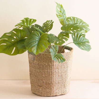 Natural Octagon Basket with Sage Handle - Octagon Basket | LIKHÂ