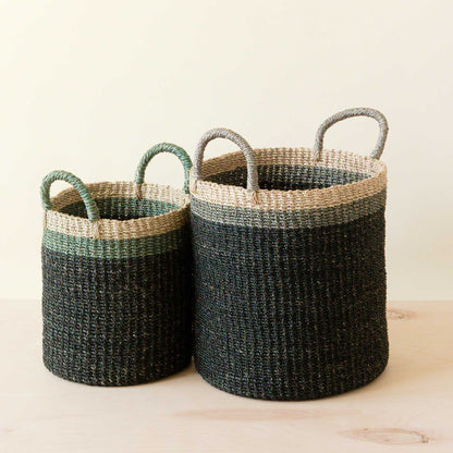 Black Baskets with Handle, set of 2 - Floor Baskets | LIKHÂ