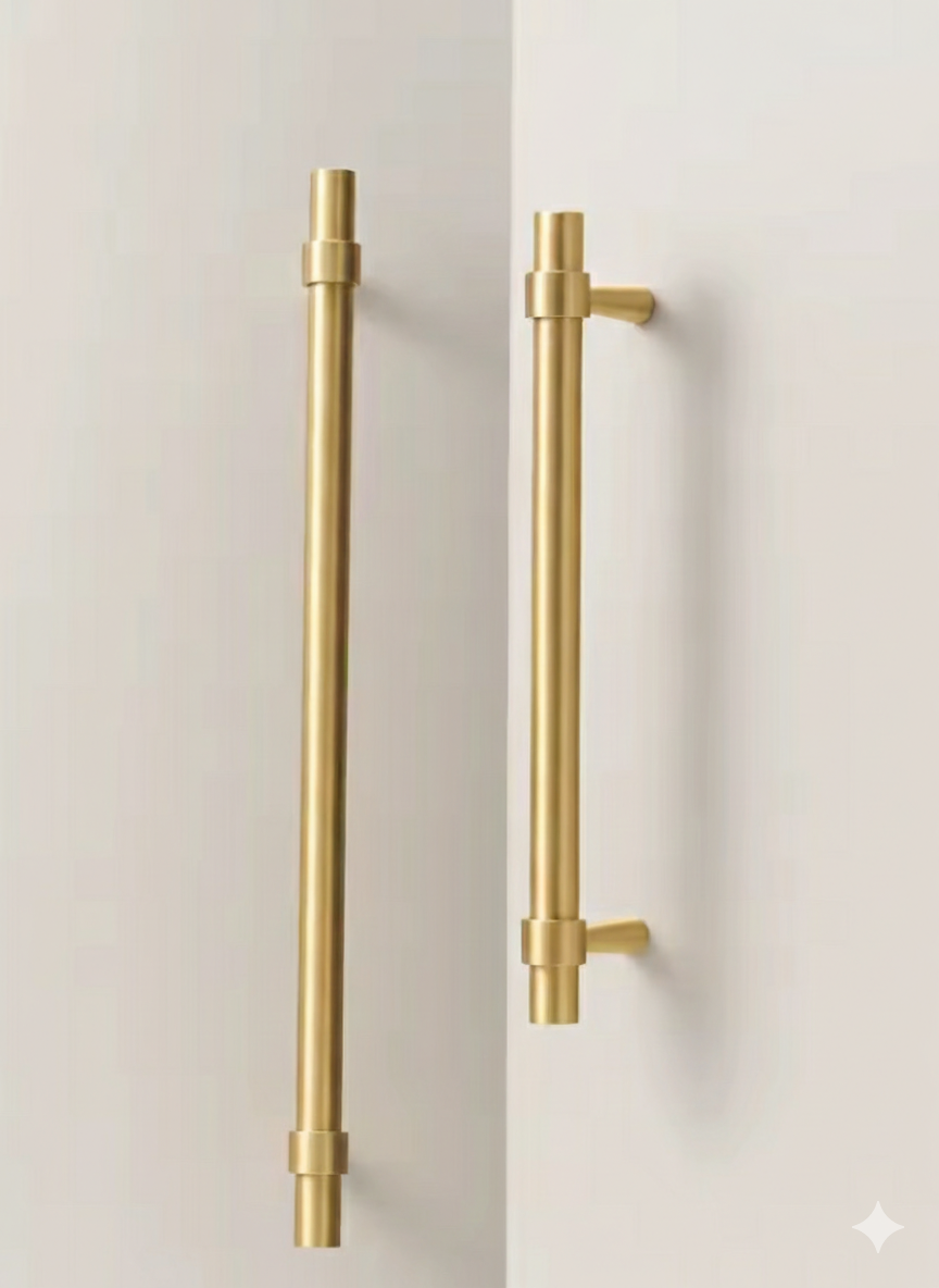 Brushed Brass Cabinet Pulls - Modern Solid Brass Handles  – Sleek & Durable Drawer Handles