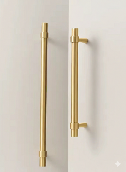 Brushed Brass Cabinet Pulls - Modern Solid Brass Handles  – Sleek & Durable Drawer Handles