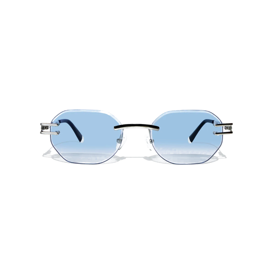 Carter Bleu 54mm Rimless Sunglasses | Blue