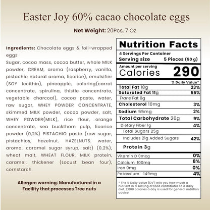 Andy Anand Praline-Filled Chocolate Eggs, 20 pc, 7 oz – Gluten-Free, Creamy Hazelnut-Praline Centers, Easter & Year-Round Birthday Gift Box