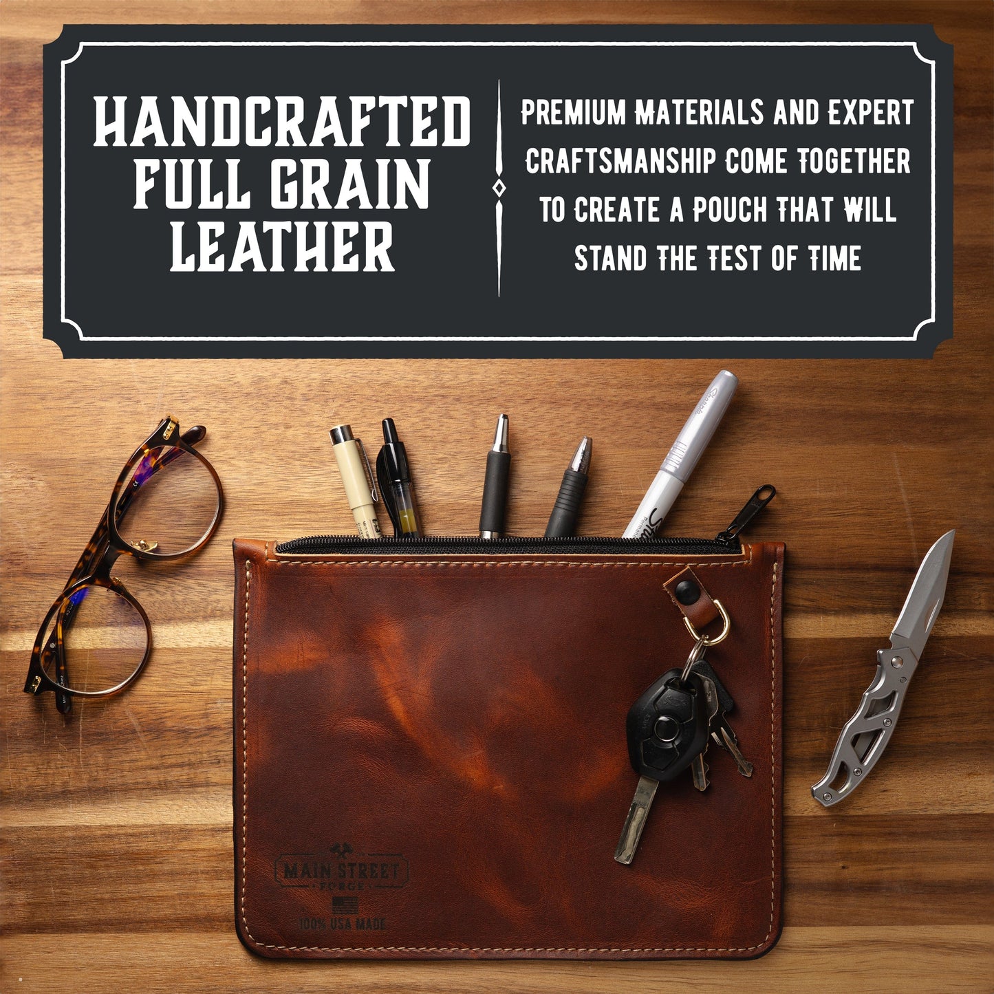 Full Grain Leather Utility Pouch