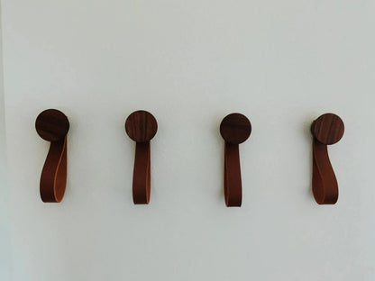 Modern Cone Wood Hook With Leather Strap
