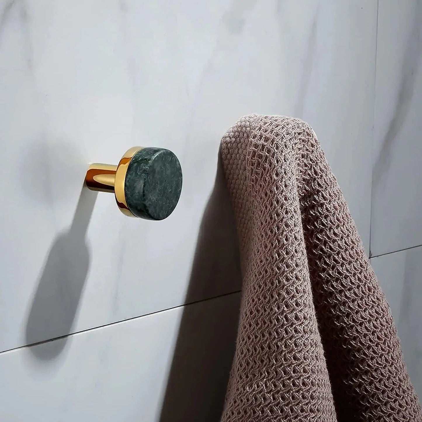 Modern Round Hook - Brass and Marble
