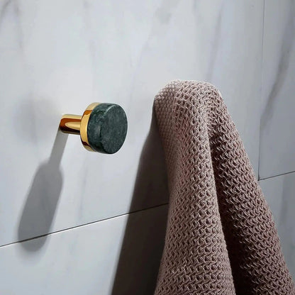 Modern Round Hook - Brass and Marble