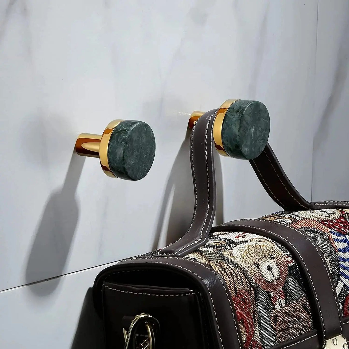 Modern Round Hook - Brass and Marble