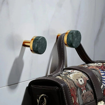Modern Round Hook - Brass and Marble