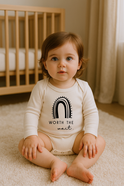 Worth the Wait Rainbow Organic Bodysuit Long Sleeve
