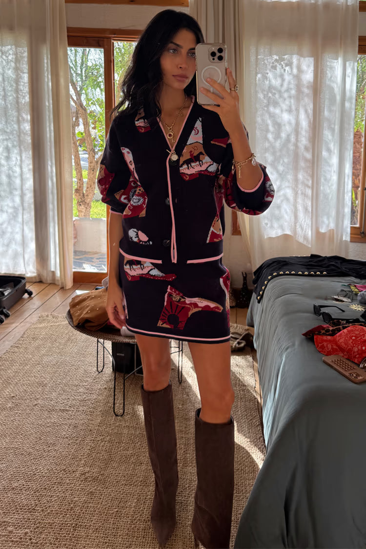 NFD Navy Cowboy Boots Jake Skirt