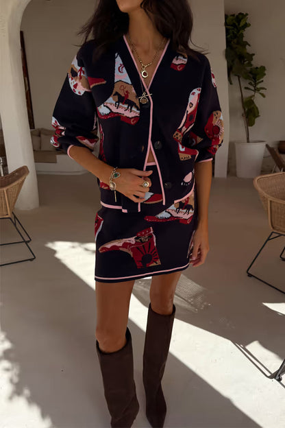 NFD Navy Cowboy Boots Jake Skirt
