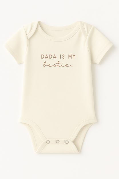 Dada is My Bestie Clay Organic Cotton Short Sleeve Baby Bodysuit