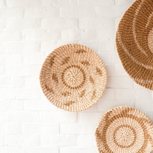 Natural + Brown Wall Baskets, Medium - Round Wall Baskets | LIKHÂ